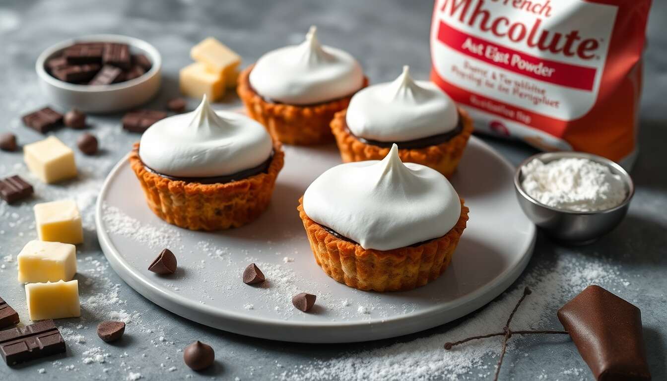 Tartelettes au chocolat meringuées : recette gourmande