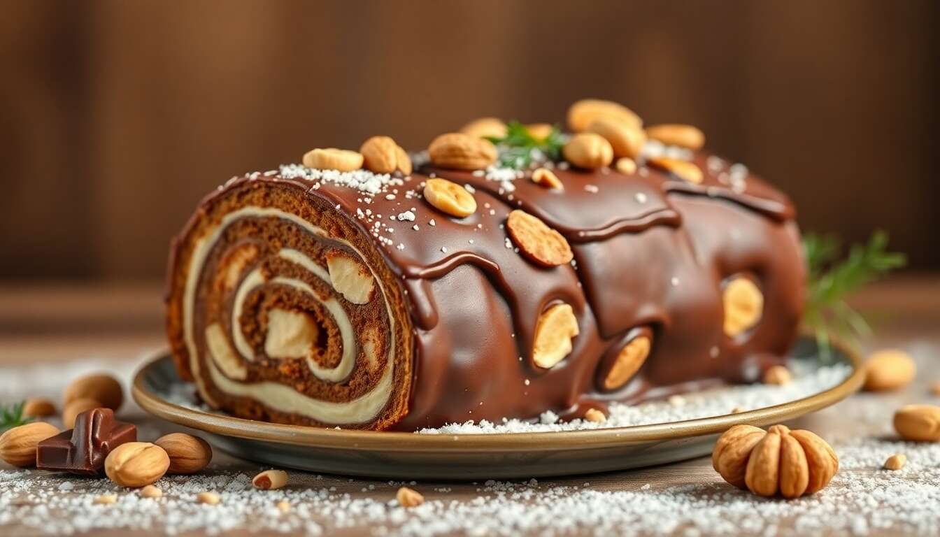 Bûche de Nouvel An : recette Snickers et Cacahuète