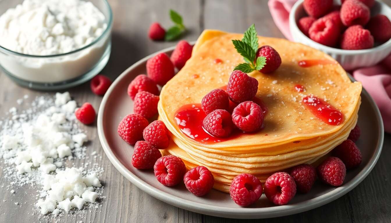 Gâteau de crêpes aux framboises : recette délicieuse