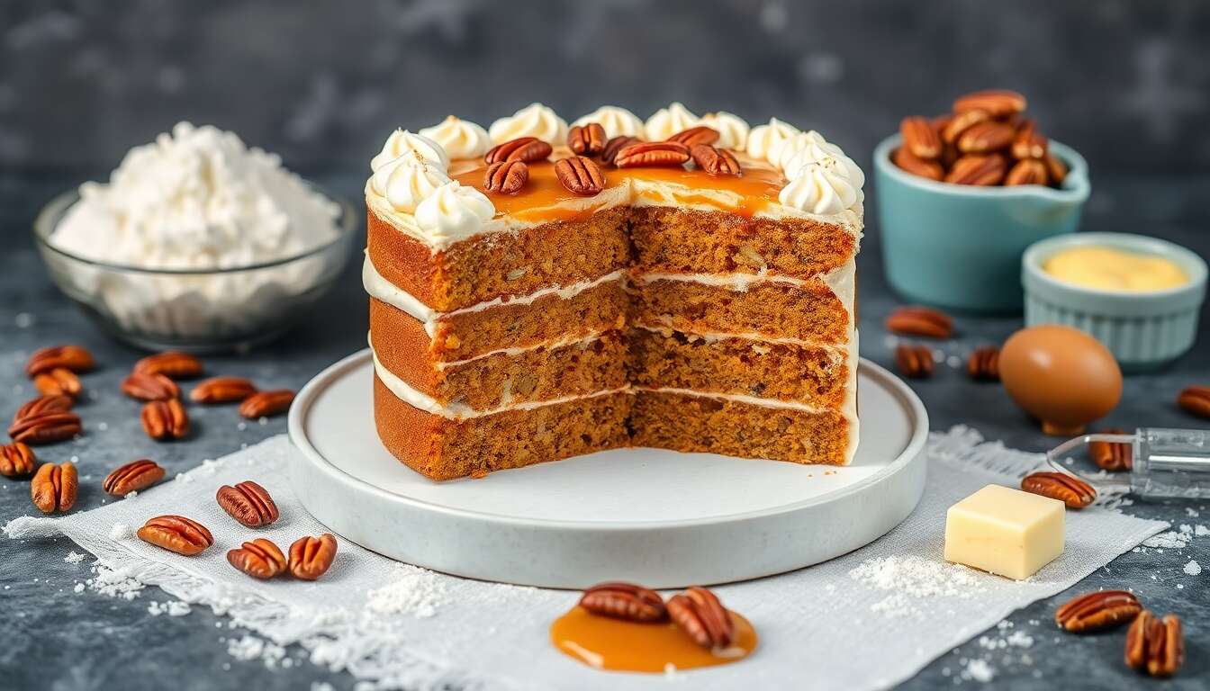 Layer Cake vanille, noix de pécan et caramel : recette gourmande