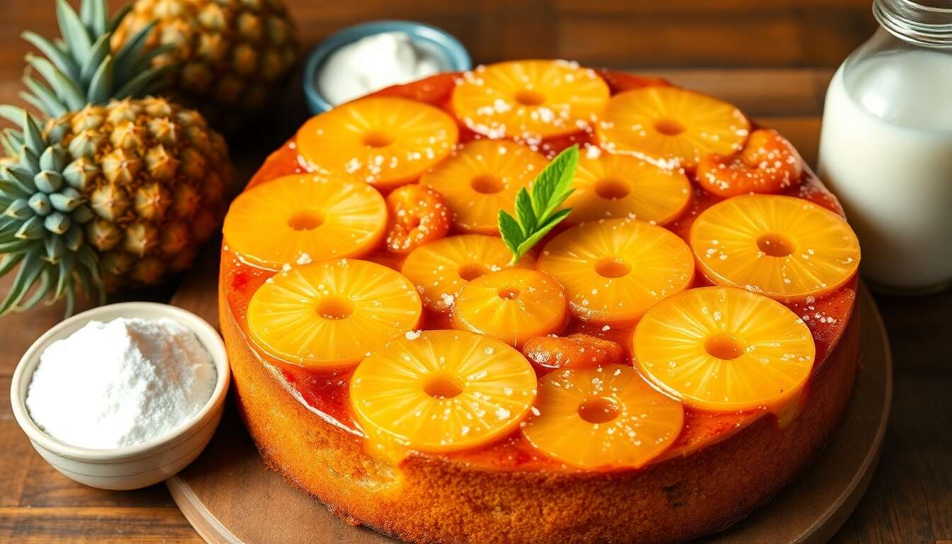 Gâteau renversé à l'ananas : recette facile et savoureuse