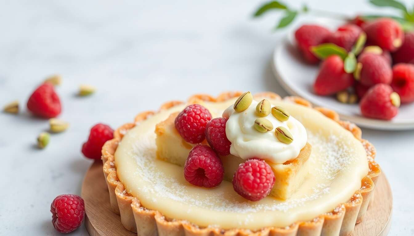 Délicieuse tarte framboise-pistache : la recette facile