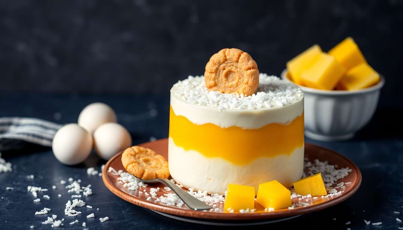 Entremets exotique : coco, mangue et ananas