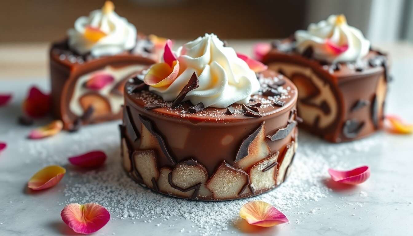 Recette d'entremets vanille chocolat aux pétales