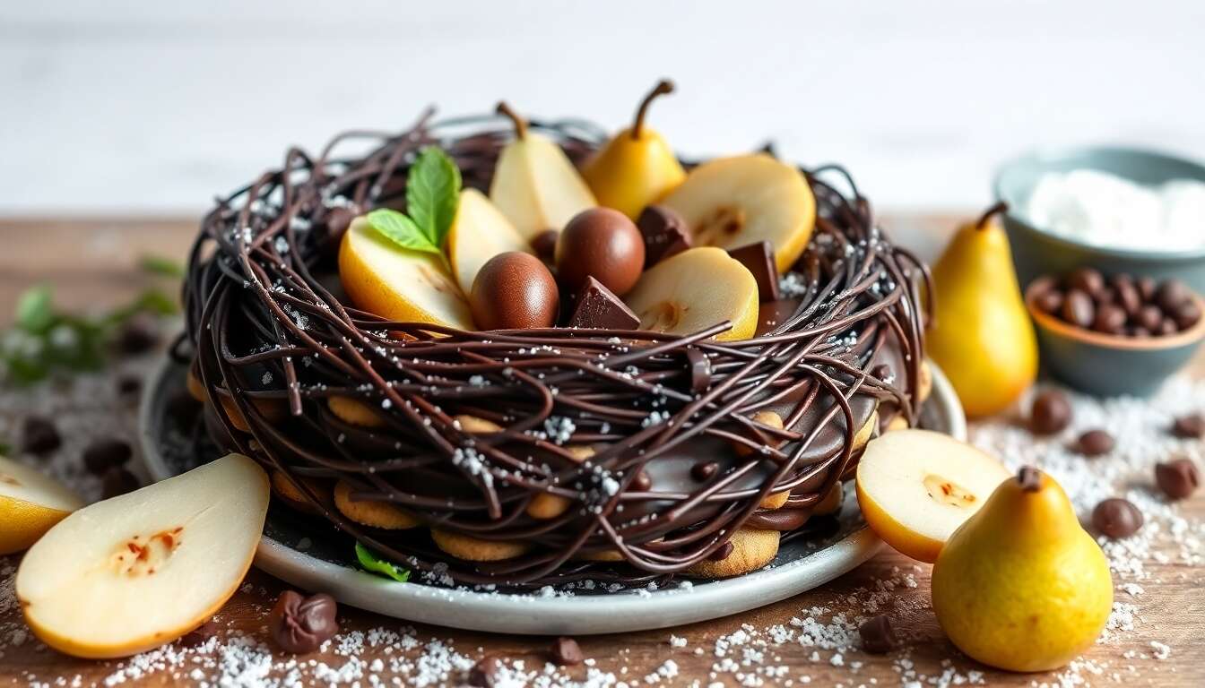 Recette de Petits Nids de Pâques à la Poire et au Chocolat Noir