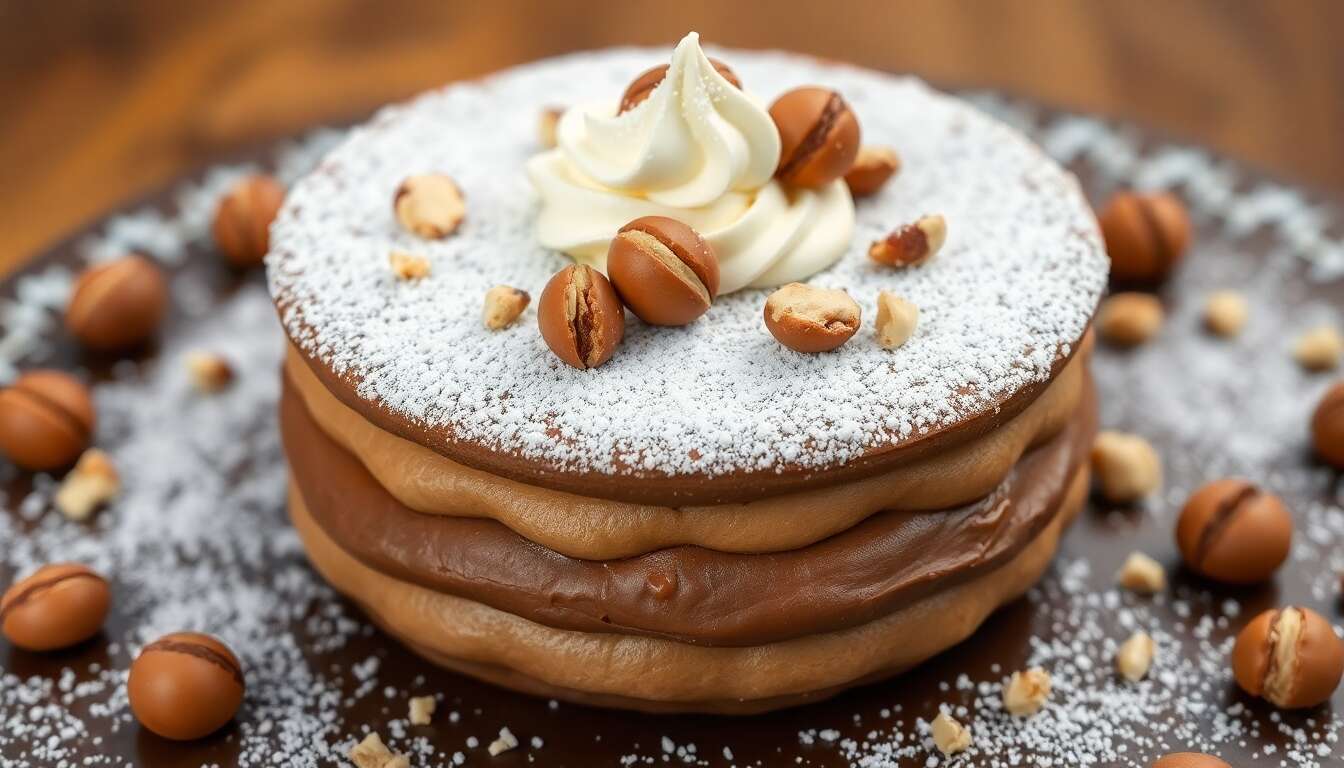 Délicieux entremets chocolat au lait et noisettes