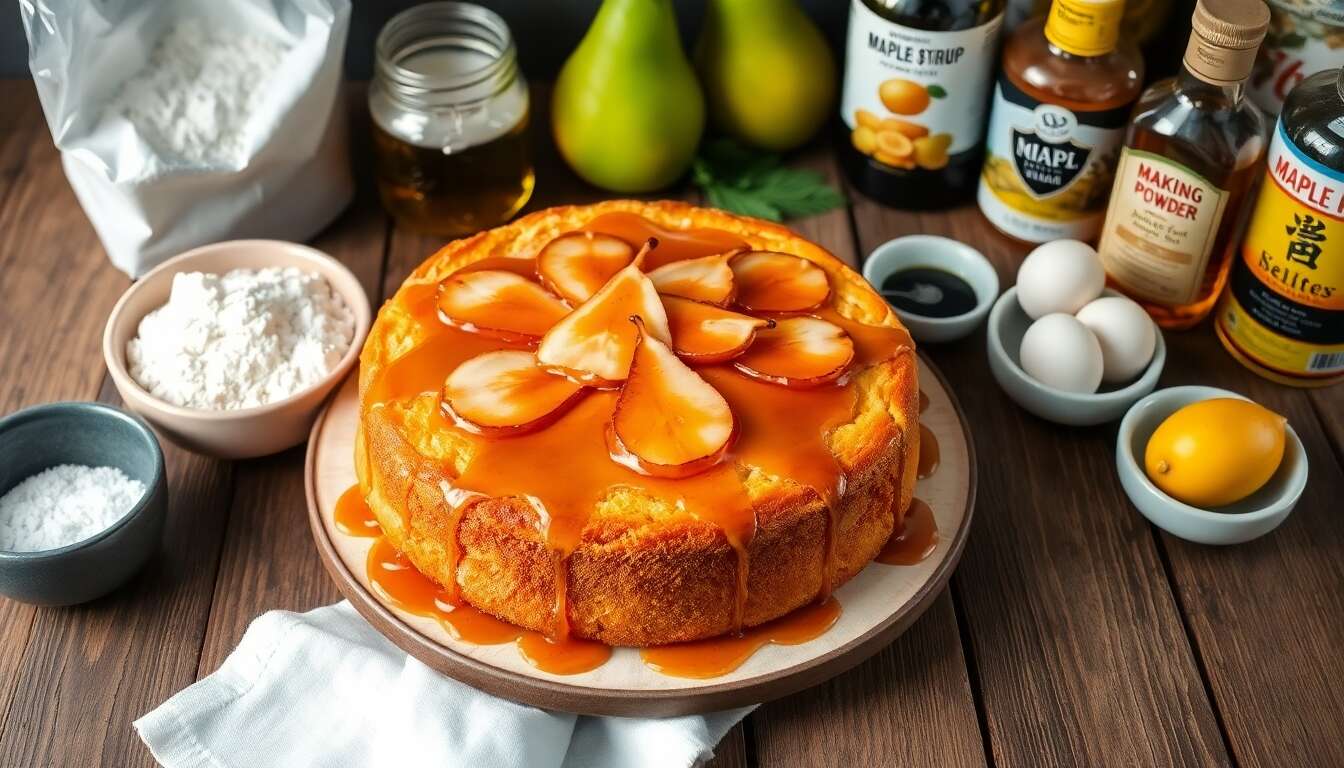 Gâteau facile aux poires et sirop d'érable