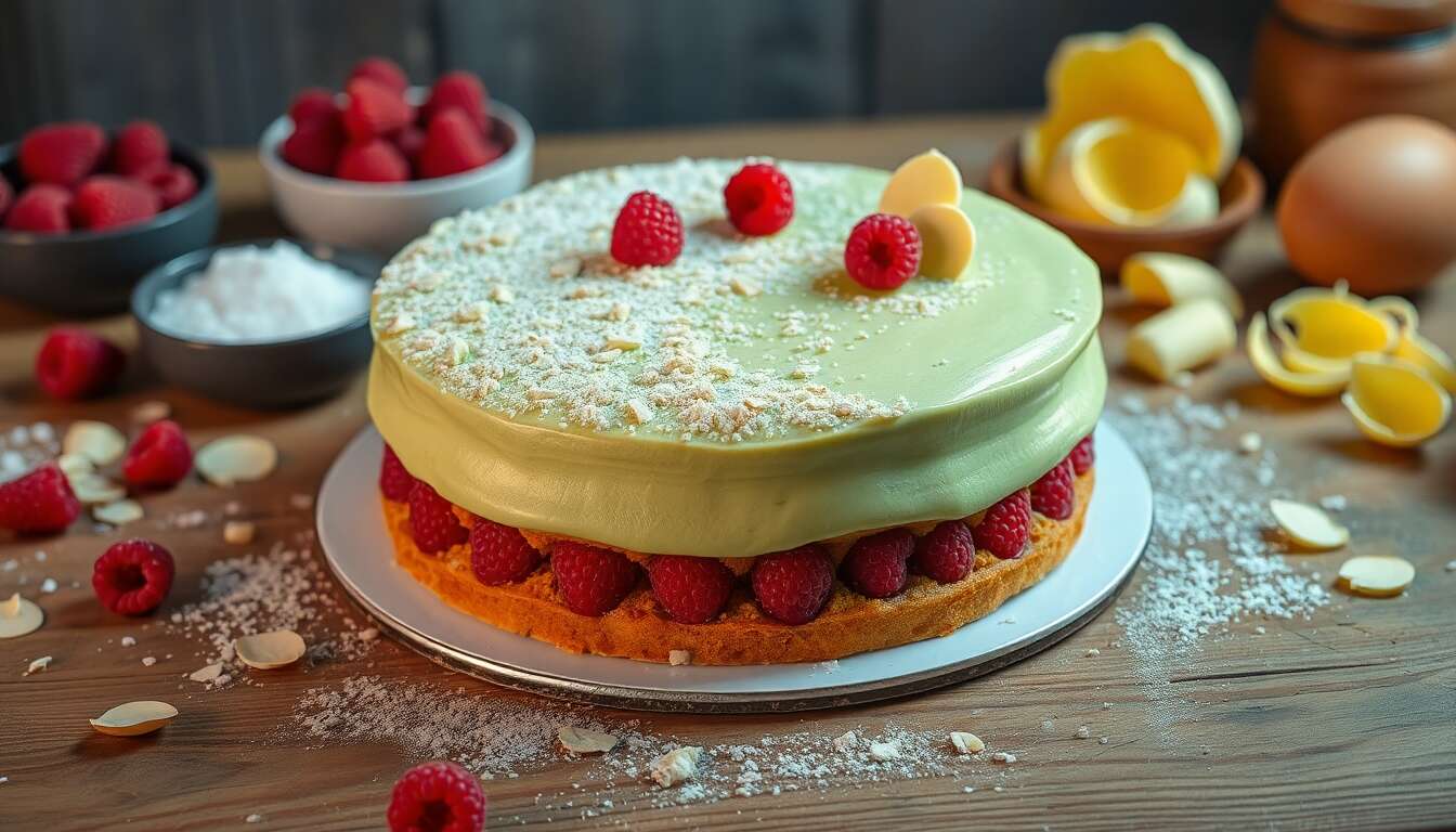 Gâteau d'anniversaire tortue : entremets amande framboise