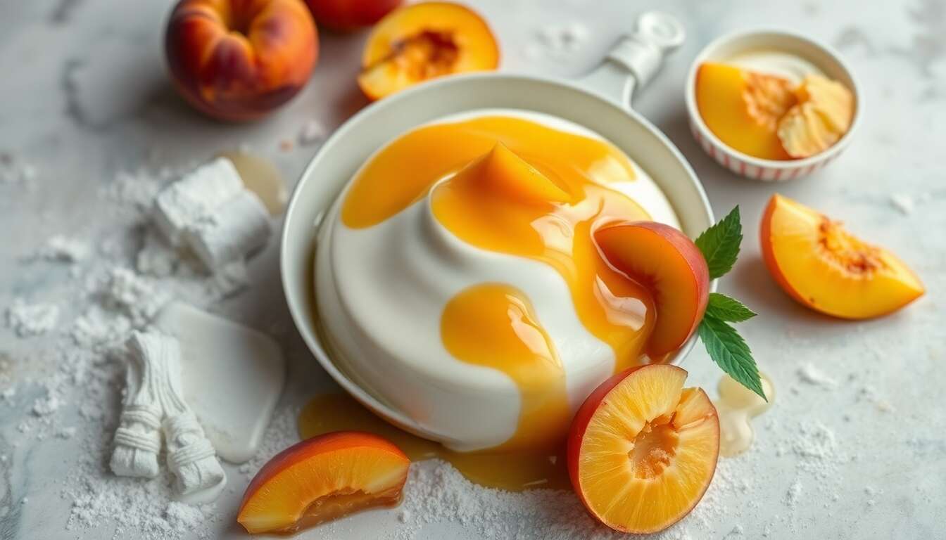 Crème façon panna cotta et coulis de pêches : recette estivale légère