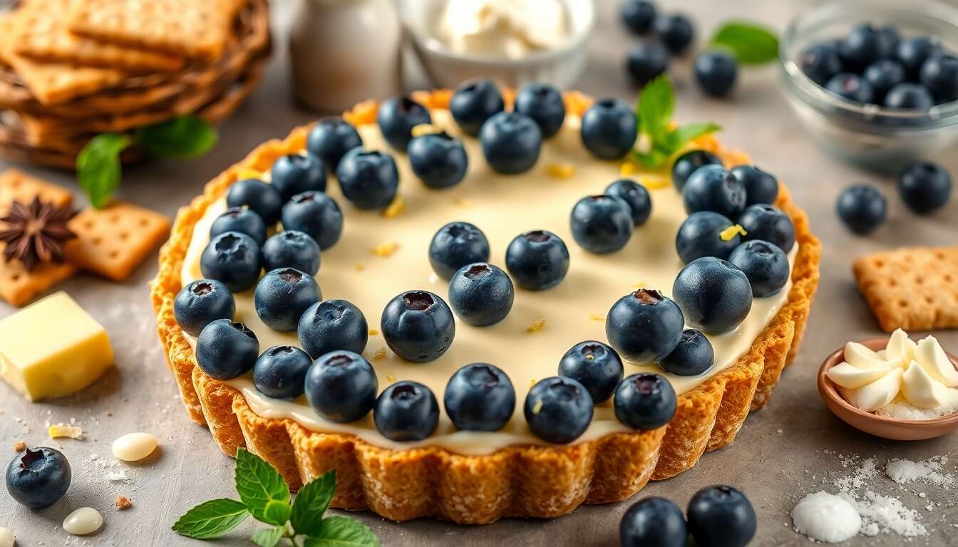 Tarte à la myrtille façon cheesecake : recette gourmande