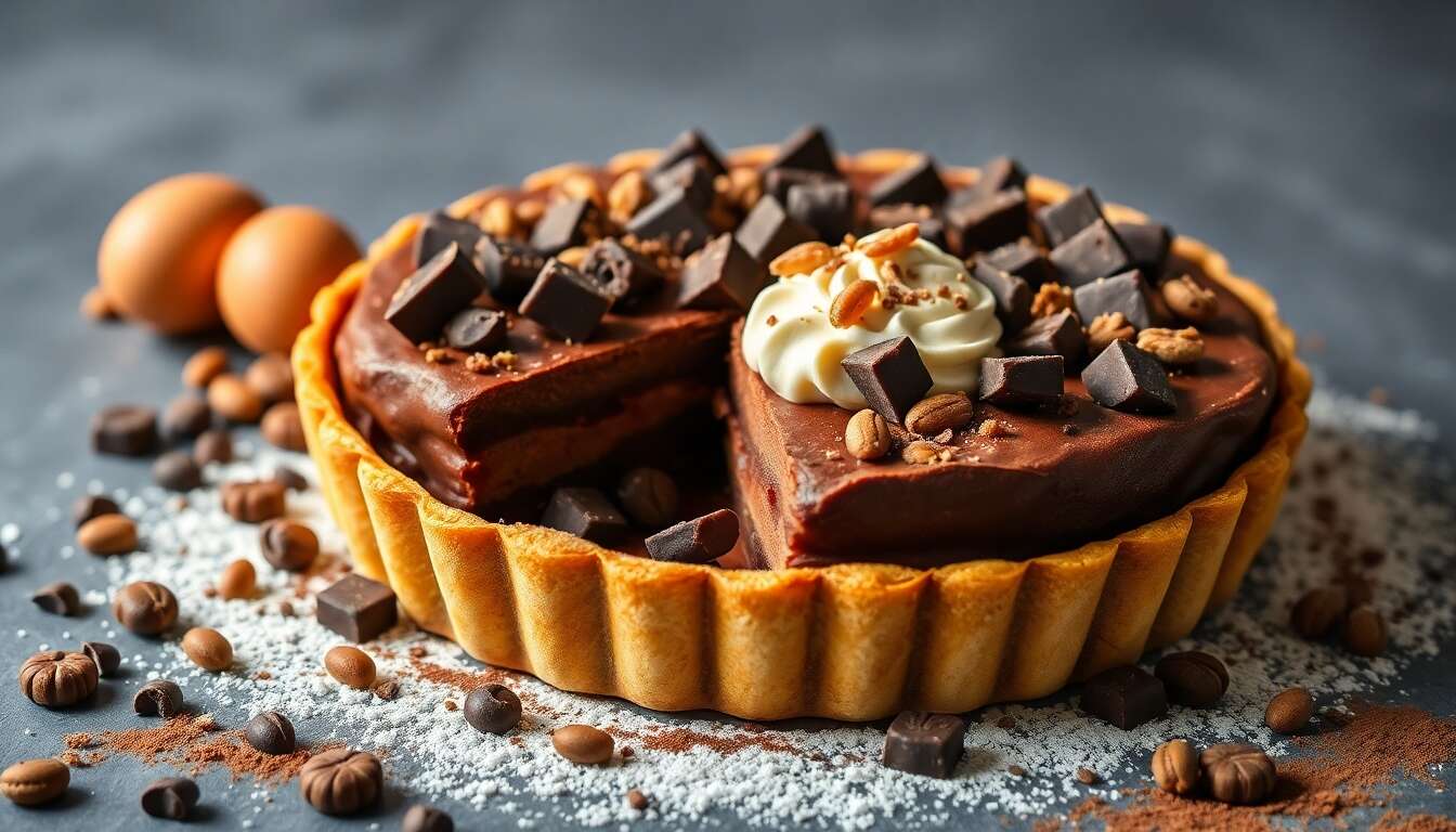 Tarte damier chocolat café praliné noisette : recette gourmande