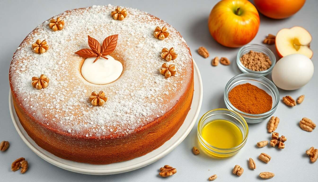 Gâteau au yaourt, pommes et noix : la recette facile