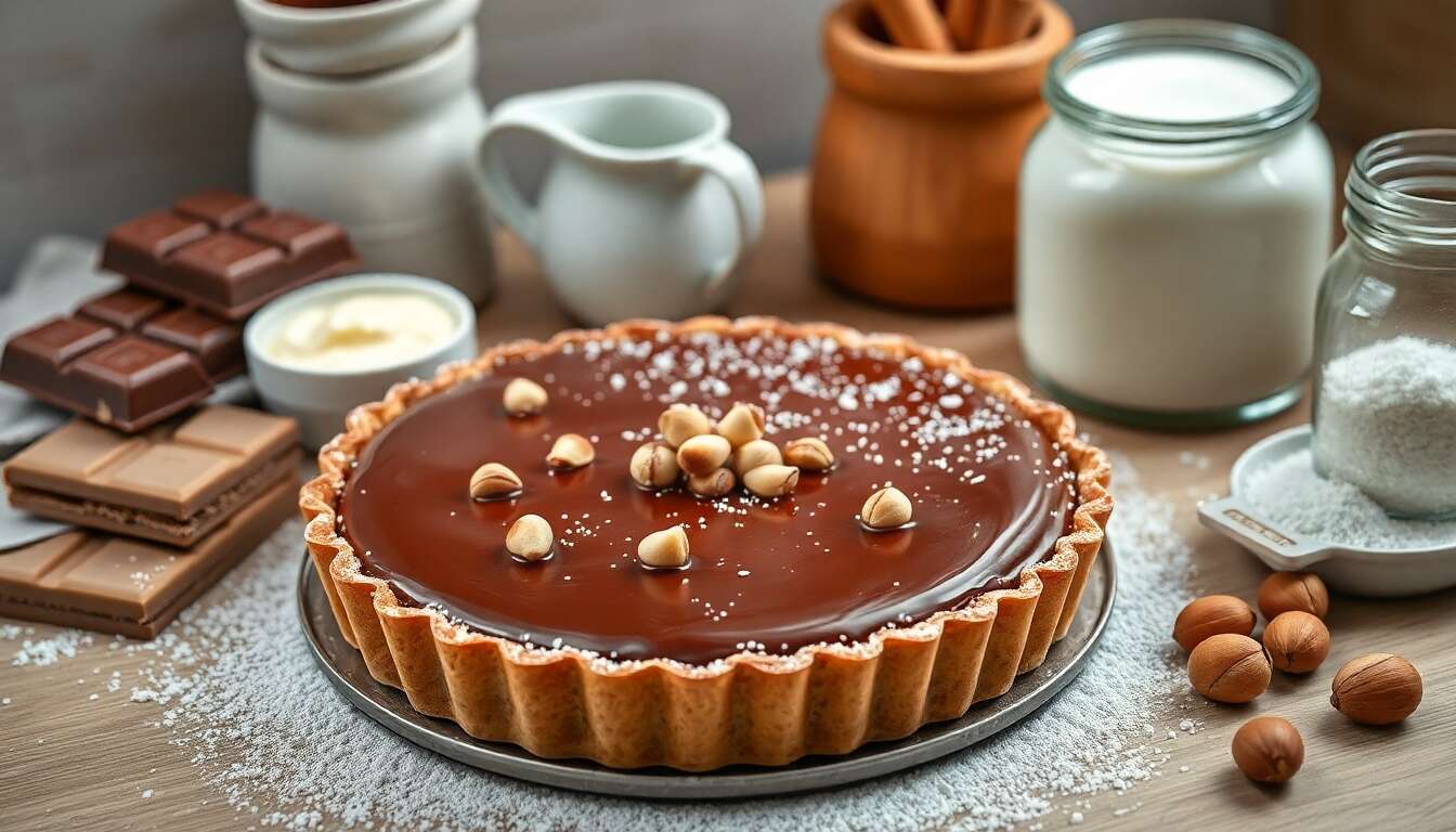 Délicieuse tarte chocolat au lait et noisettes : recette gourmande