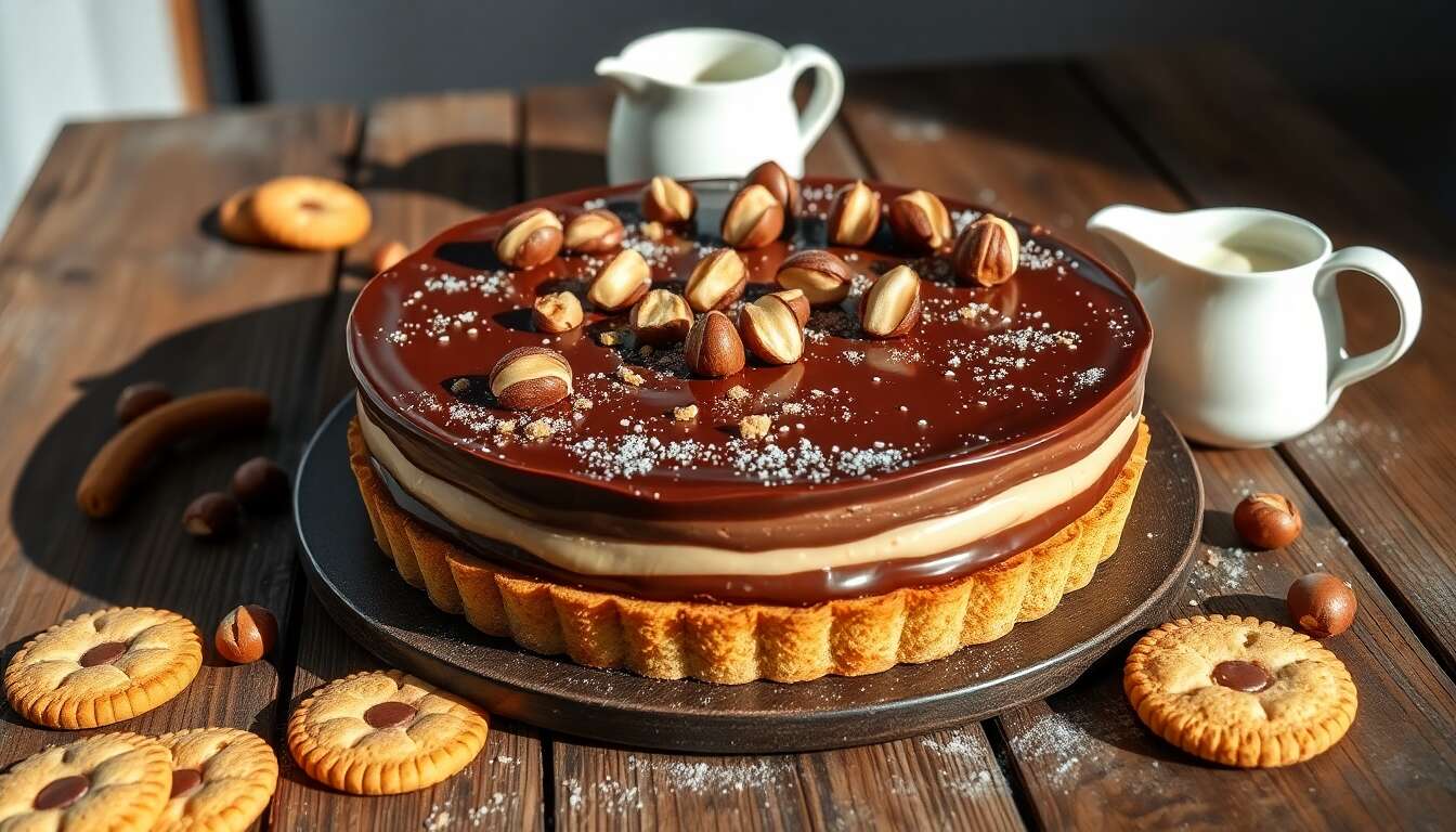 Tarte aux Trois Chocolats : croquant Praliné et Fève Tonka