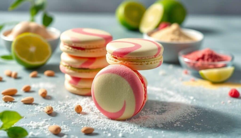 Macarons Jardin Enchanté : recette Citron Vert et Framboise
