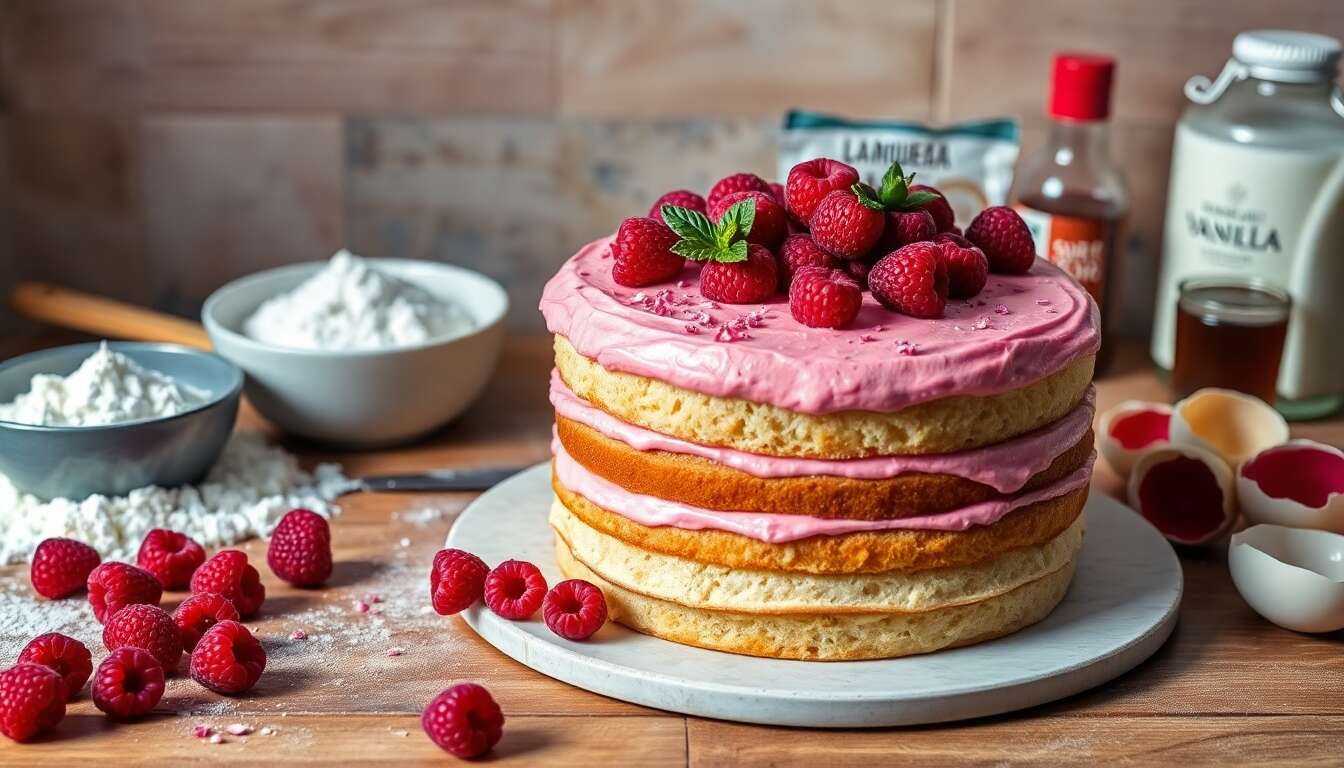 Recette de layer cake hibiscus et framboises