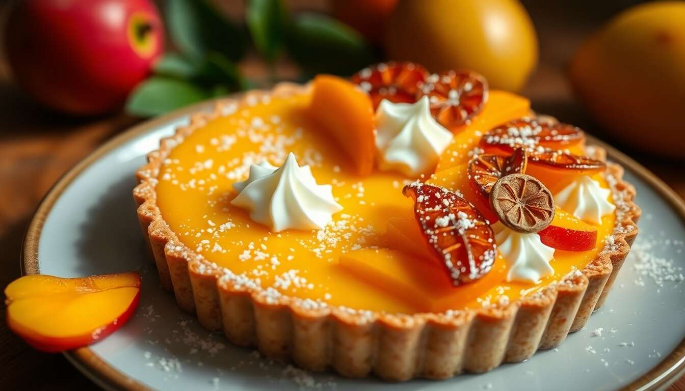 Recette de tarte à la mangue et noix de coco