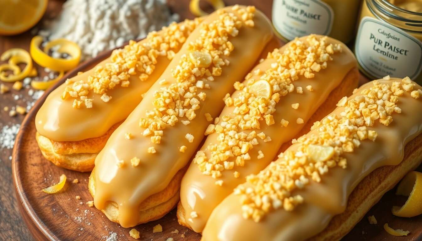 Éclairs au citron et praliné : recette gourmande