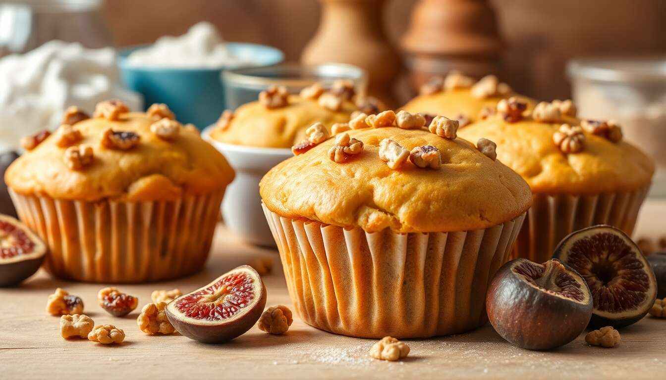 Recette de muffins figues et noix moelleux