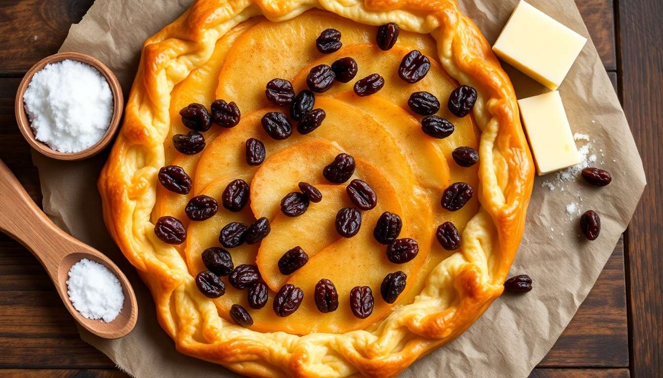 Délicieuse tarte aux pommes et raisins secs : recette facile