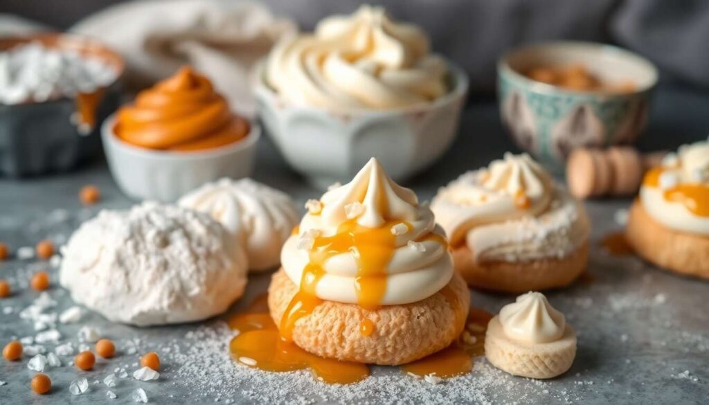Choux craquelin : crème légère au caramel beurre salé