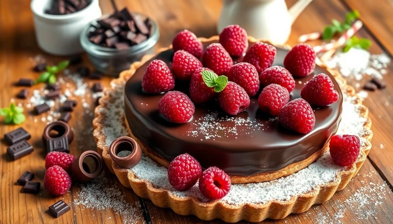 Tarte chocolat framboises : recette gourmande