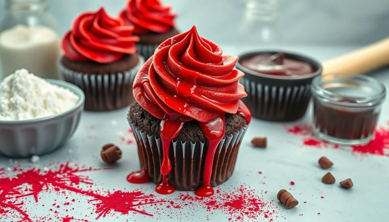Cupcakes ensanglantés d'Halloween : recette effroyablement délicieuse