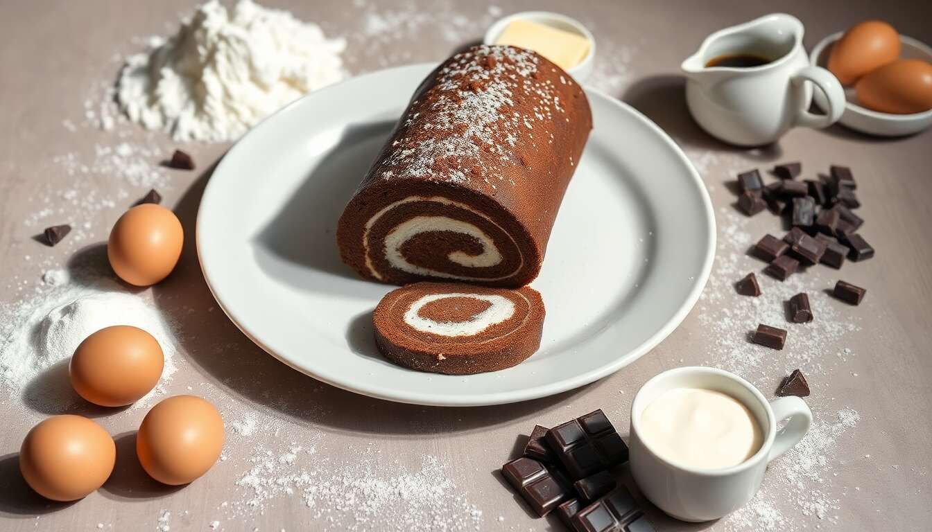 Découvrez la recette de la bûche roulée au chocolat