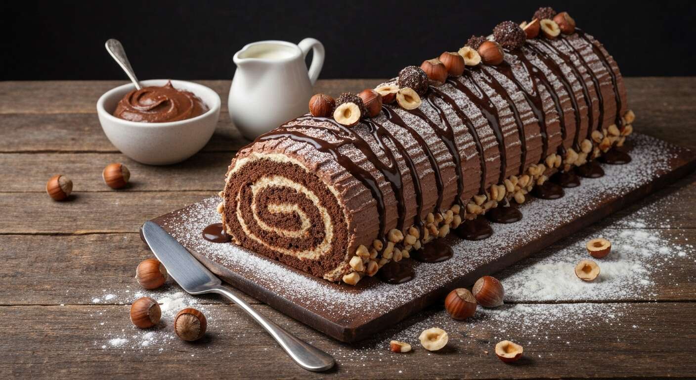 Bûche de Noël chocolat noisette : recette gourmande