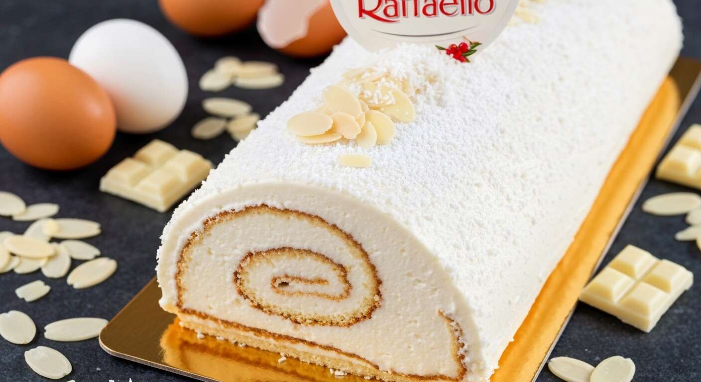 Bûche de Noël Raffaello à la noix de coco : recette gourmande