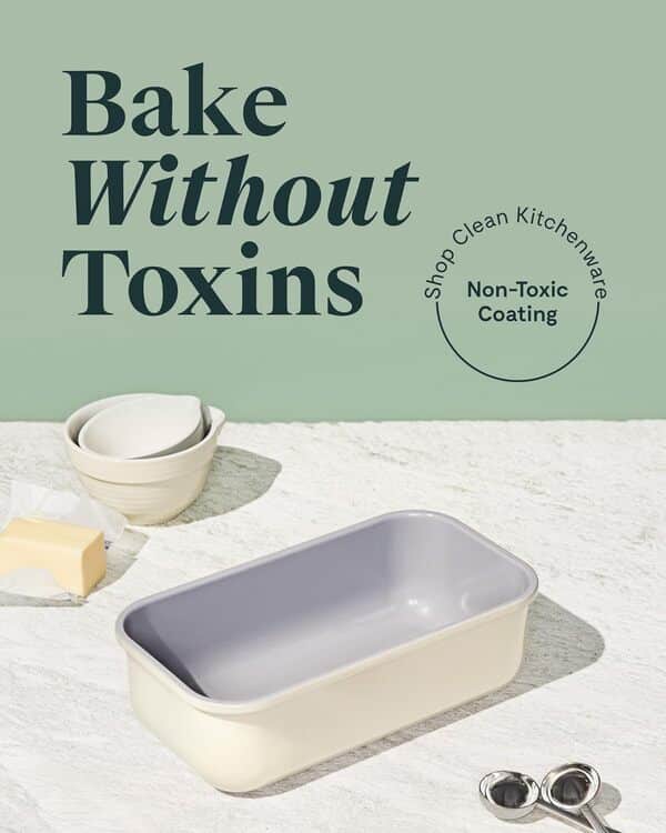 Caraway Lot de 2 moules à pain en céramique antiadhésive de 0,5 kg – Revêtement en céramique naturellement lisse – Non toxique, sans PTFE et sans PFOA – Parfait pour les gâteaux en quartiers, pains,