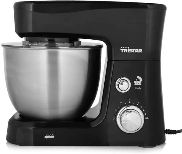 Robot pâtissier Tristar MX-4830 noir - 3,5 L - 700 W - 6 vitesses & fonction Pulse - Batteur, fouet et pétrin