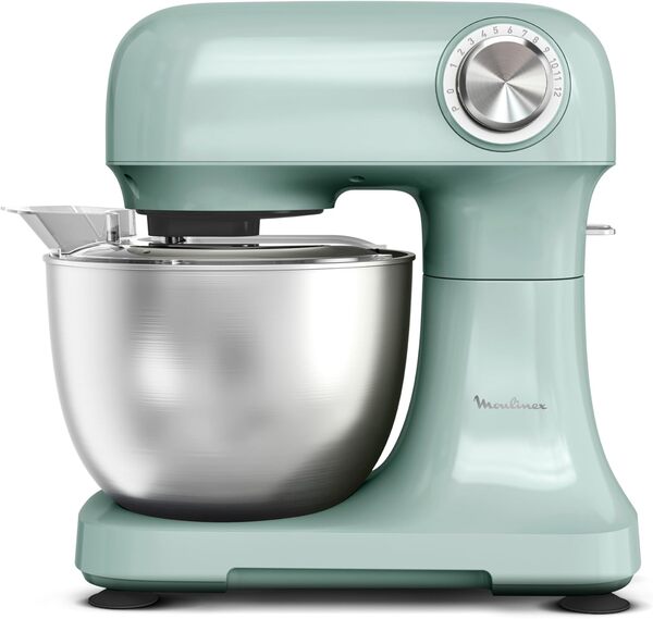 Moulinex, Bake Simple, Robot pâtissier, compact, utilisation facile, Fouet, batteur et crochet petrin, QA1413F0, Vert D'eau