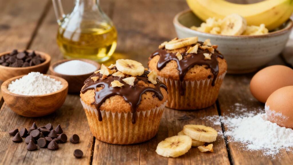 Muffins banane chocolat au lait : recette gourmande