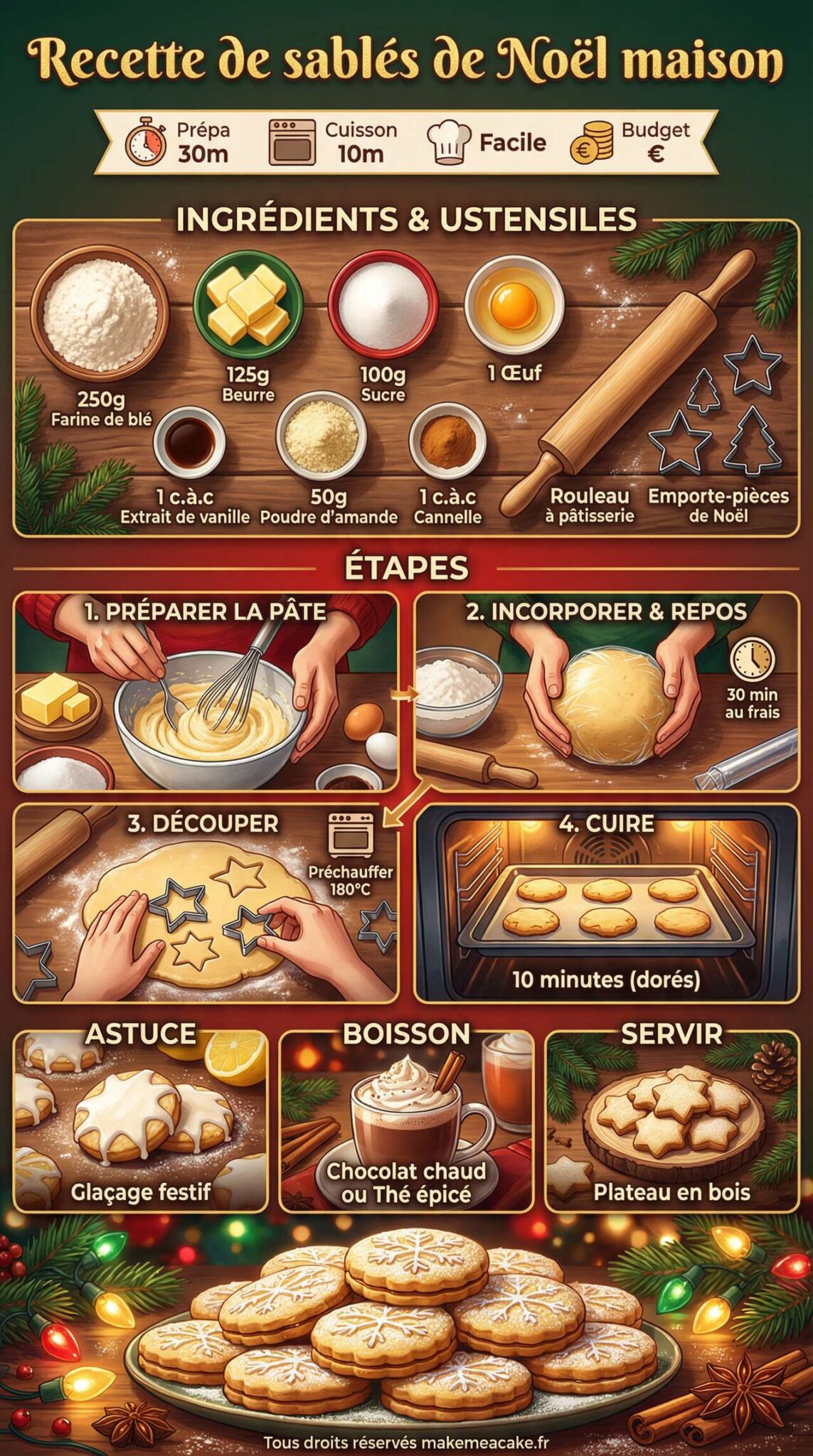 Infographie de la recette Recette de sabl&eacute;s de No&euml;l maison