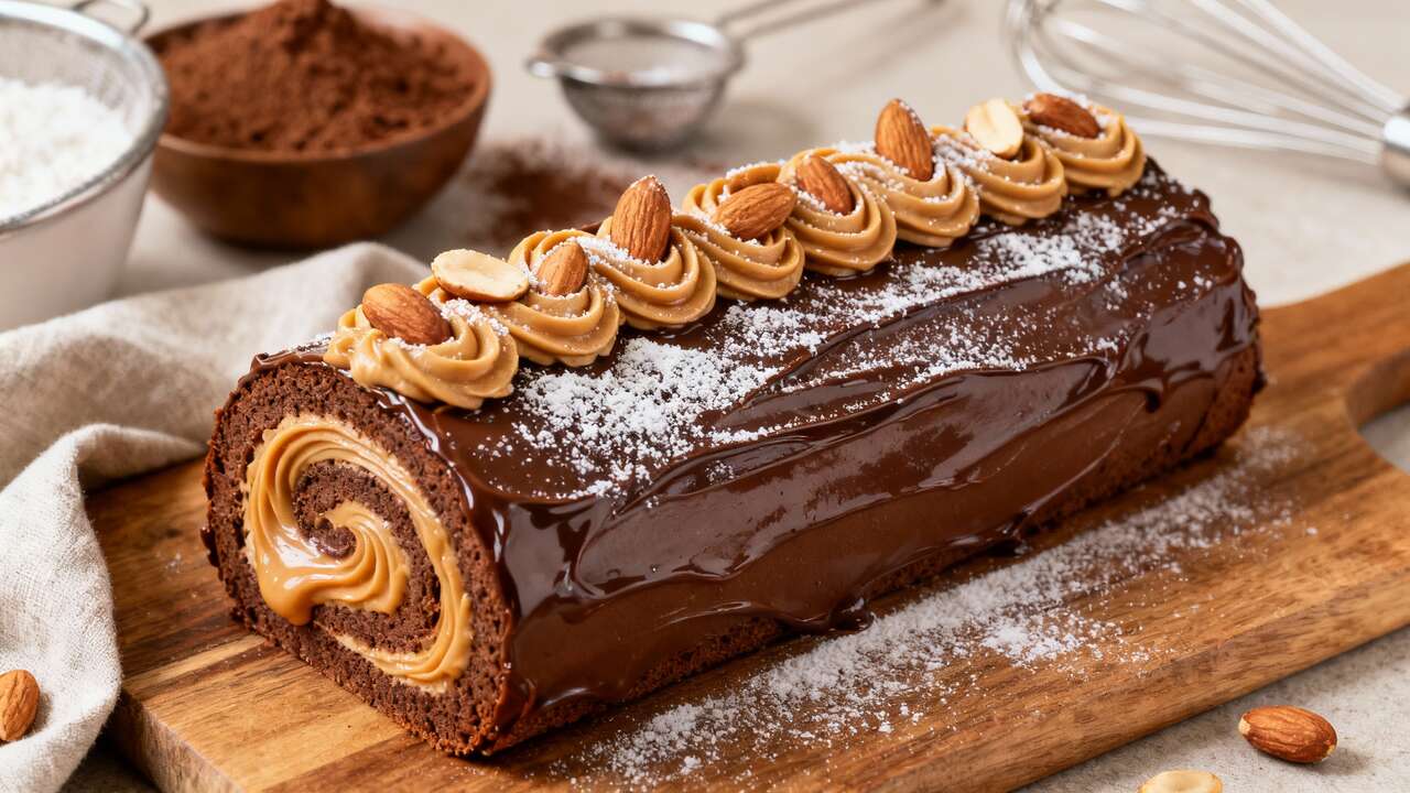 Bûche chocolat caramel cacahuètes : la recette gourmande de Bibou