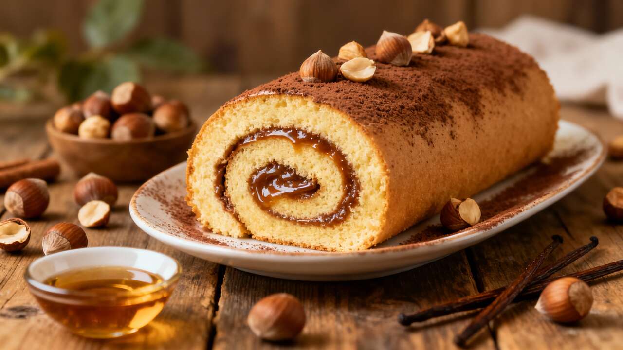 Bûche roulée à la noisette : recette gourmande et facile