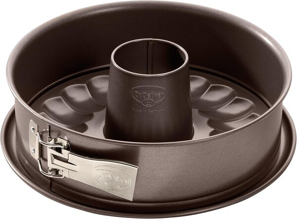 Dr. Oetker Moule à charnière avec Fond Tubulaire et Service Ø 28 cm Édition de pâtisserie – Moule avec revêtement antiadhésif renforcé en céramique, Fond résistant aux coupures et aux Rayures