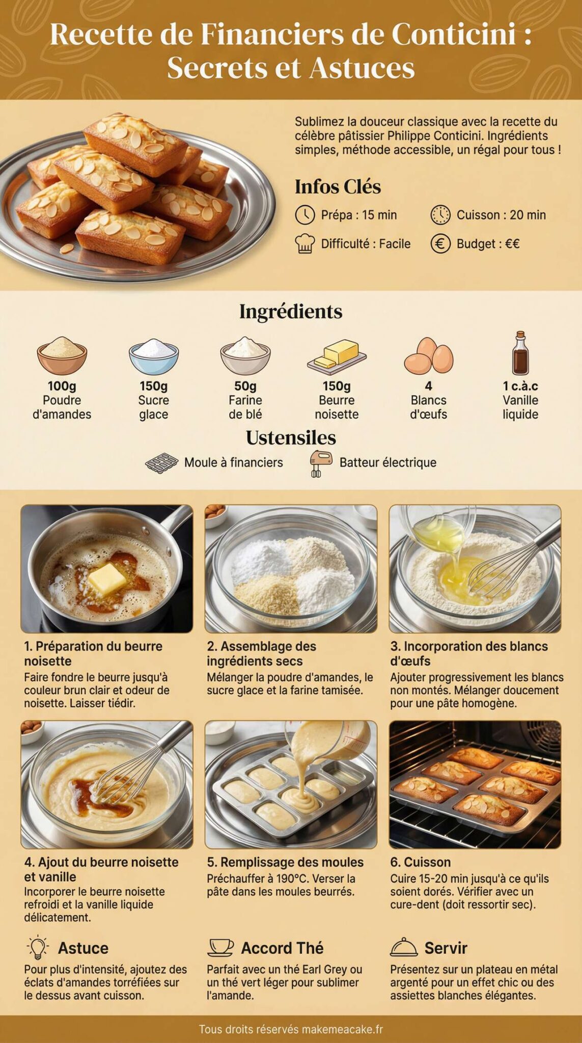 Fiche recette Recette de financiers de Conticini : secrets et astuces Fiche recette Recette de financiers de Conticini : secrets et astuces