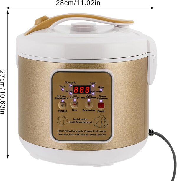 Machine à yaourt 6 l, fermenteur d'ail noir 90 W avec fonction de fermentation intelligente, fermenteur d'ail pour ail noir, yaourt, natto, vin de riz sucré