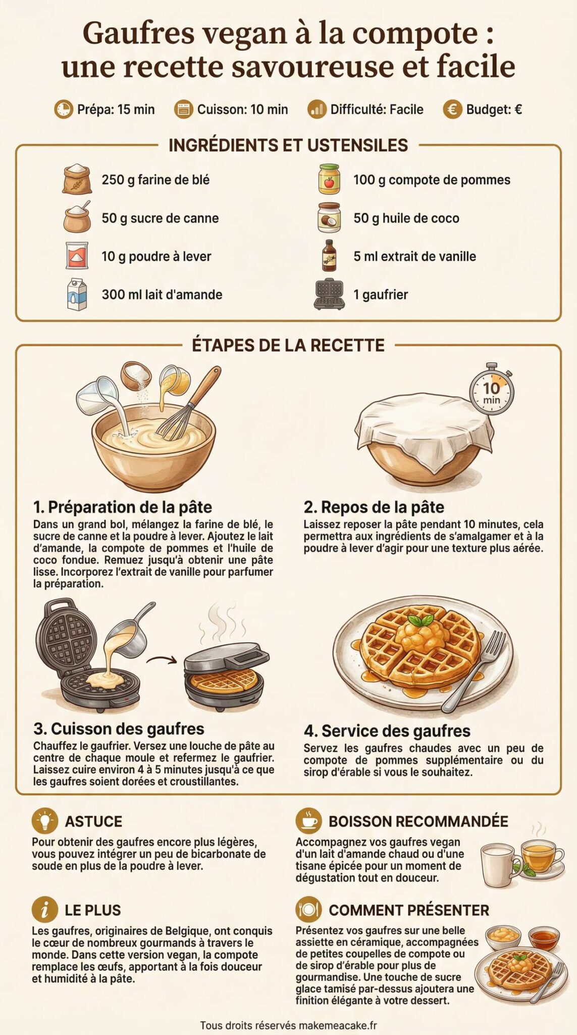 Fiche recette Gaufres vegan à la compote : une recette savoureuse et facile Fiche recette Gaufres vegan à la compote : une recette savoureuse et facile