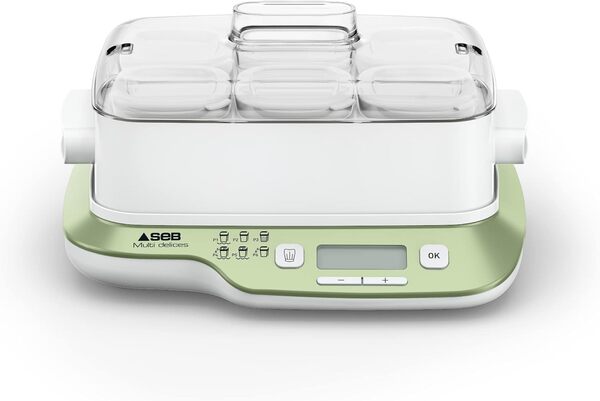 Seb Multi Délices Express Végétal Yaourtière 6 pots verre 140 ml, Sans BPA, 6 programmes, Programme Express, Fabriqué en France YG660A11
