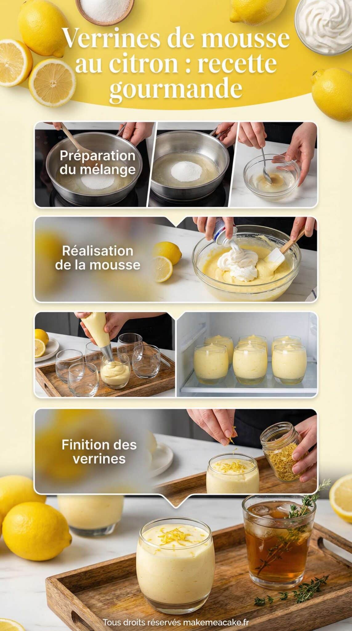 Fiche recette Verrines de mousse au citron : recette gourmande Fiche recette Verrines de mousse au citron : recette gourmande