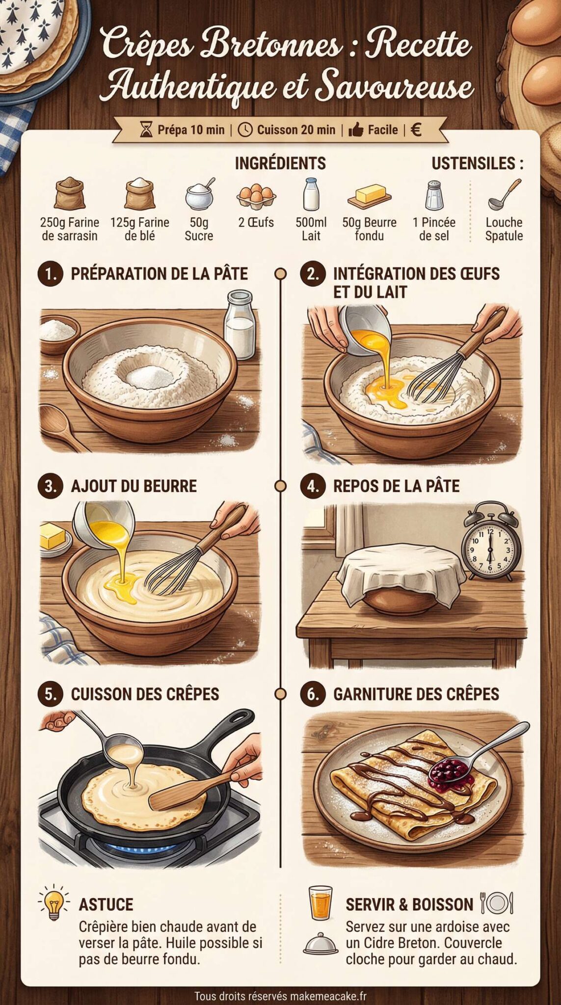 Fiche recette Crêpes bretonnes : recette authentique et savoureuse Fiche recette Crêpes bretonnes : recette authentique et savoureuse