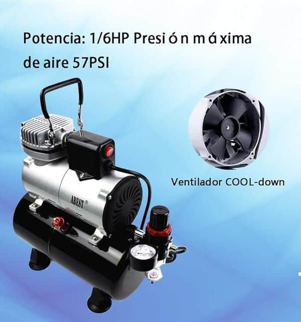 ABEST Trousse compresseur aérographes - tuyau à air, support pour aérographe,décoration de gâteau, tatouage temporaire, peinture de passe-temps