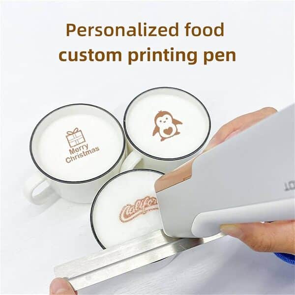 Imprimante Alimentaire pour gâteaux, imprimante Portable à café Latte, Stylo d'impression Portable de qualité Alimentaire, imprimante Portable, imprimante à café, Macaron,BrownInkCartridges