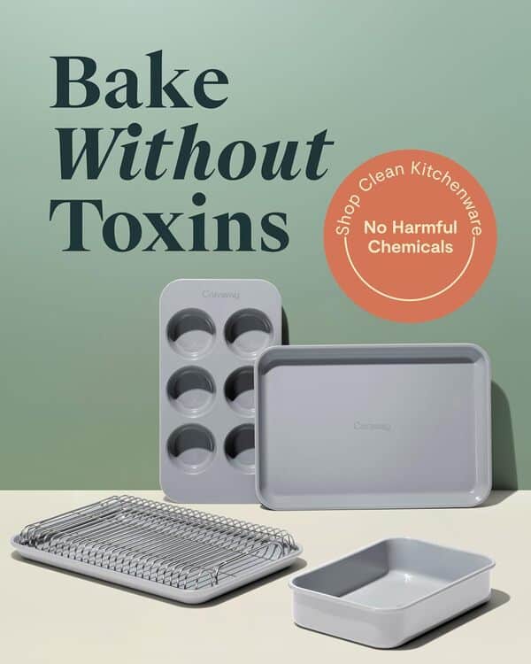 Caraway Ensemble de mini ustensiles de cuisson – Revêtement en céramique naturellement anti-adhésif et non toxique – Ensemble de moules de cuisson compacts pour petites cuisines et fours – Comprend