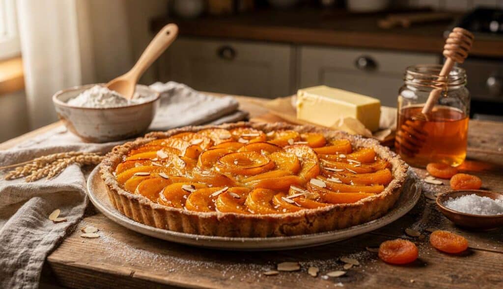Tarte rustique abricot et miel : recette gourmande