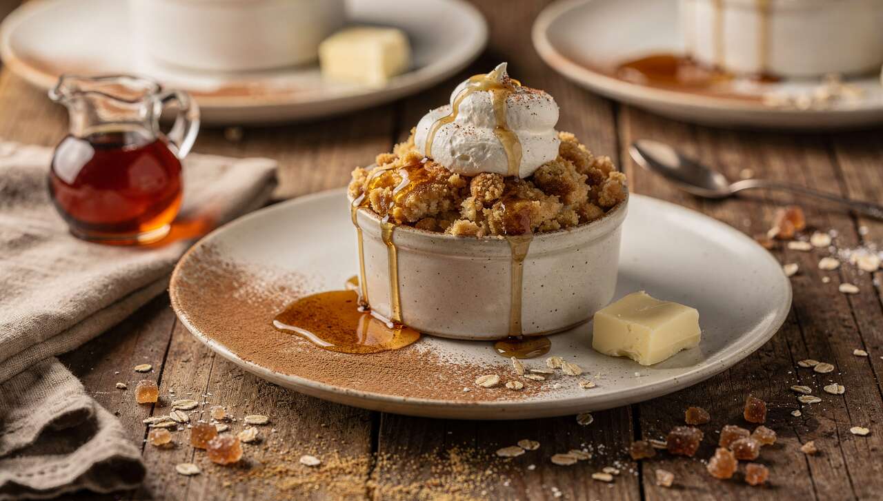 Pouding Crumble à l'Érable et Chantilly