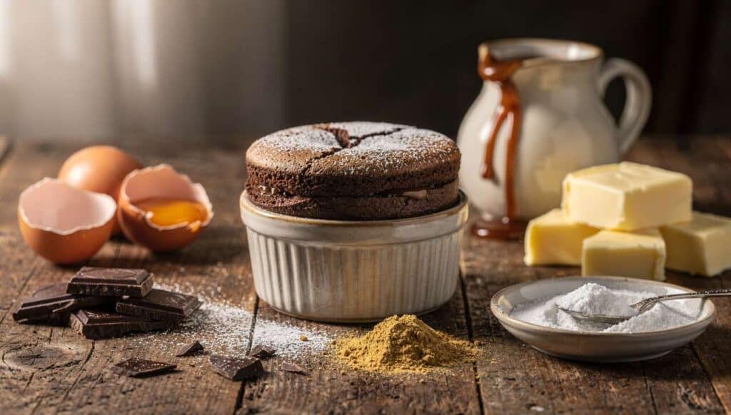 Soufflé au chocolat et gingembre : recette gourmande avec caramel